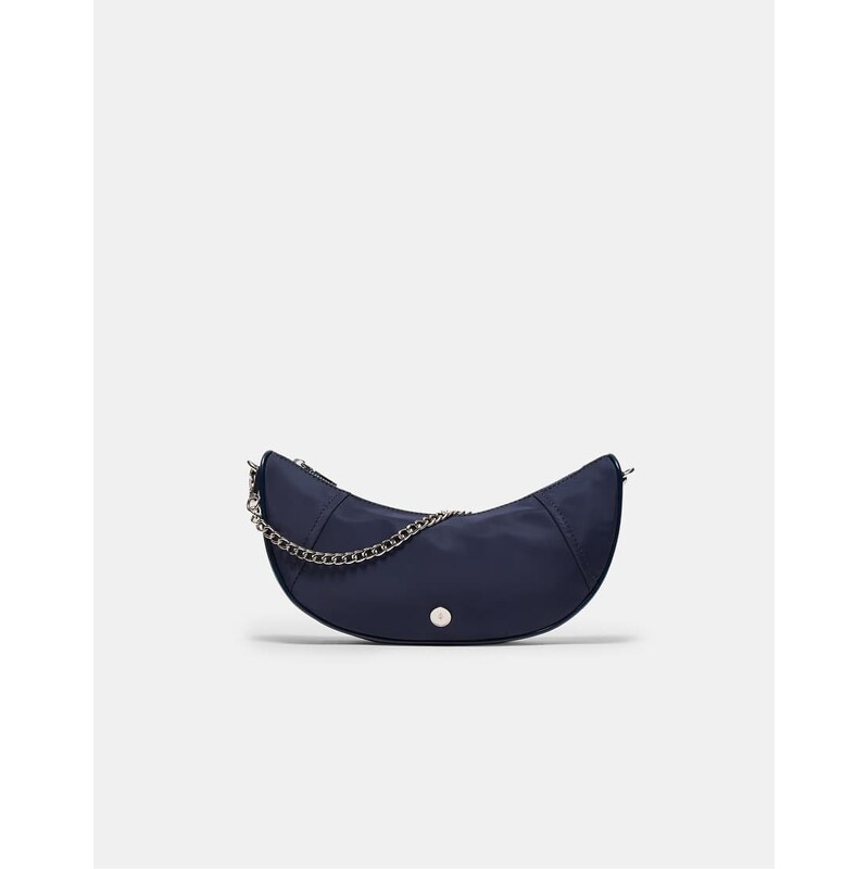 Stradivarius Nylon moon crossbody bag in navy blue 113020485