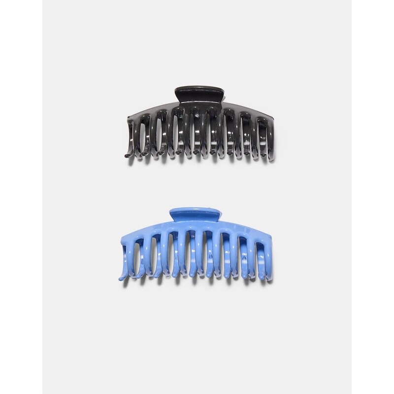 Stradivarius Set of 2 soft touch maxi hair clips in royal blue-Navy 113020504
