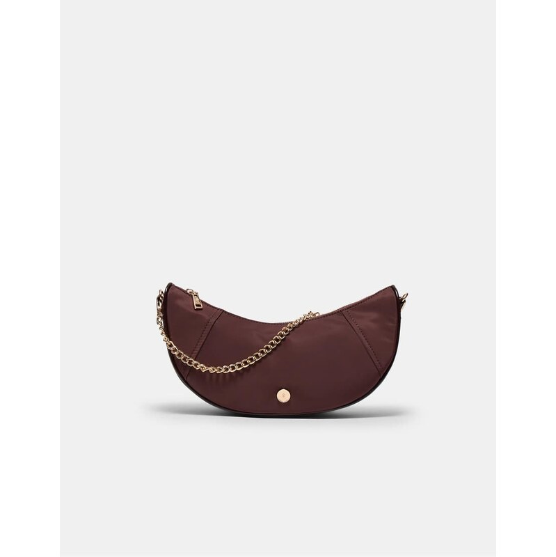 Stradivarius Nylon moon crossbody bag in terracotta-Brown 113020491