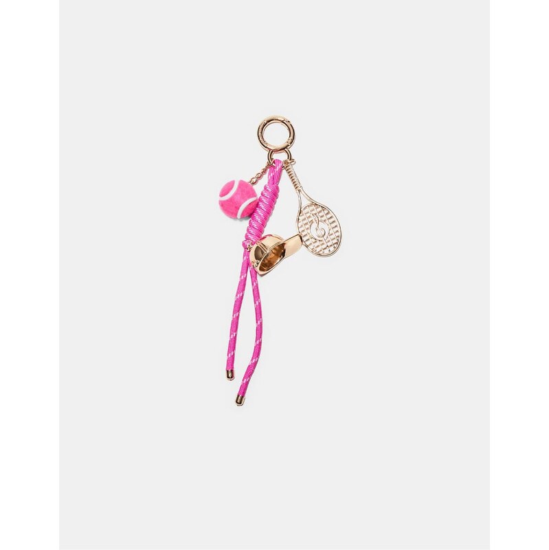 Stradivarius Tennis charm keyring in neon pink 113020493