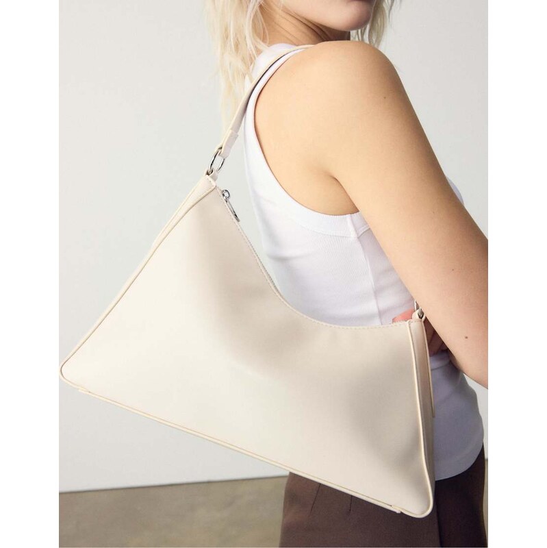 Stradivarius Irregular shoulder bag in ecru-White 113020525