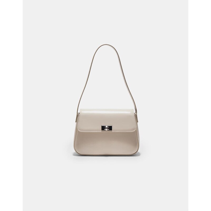 Stradivarius Shoulder bag with flap in ecru-White 113020578