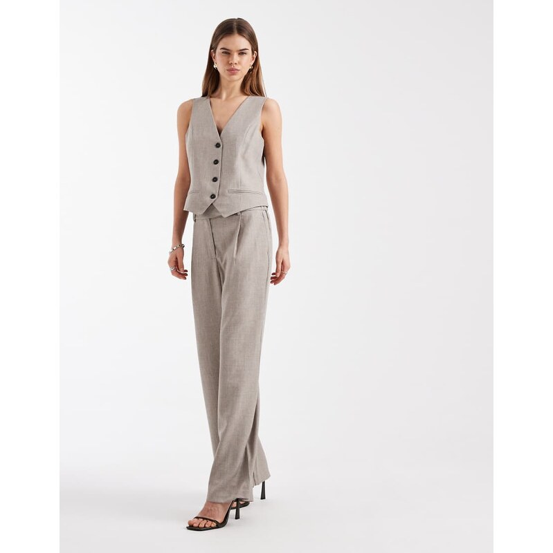ONLY wide leg tailored trousers co-ord in beige-Neutral 115518070