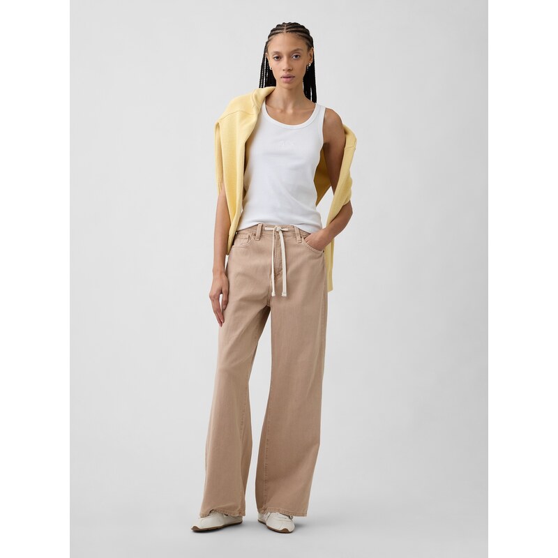 GAP džíny High Rise Drawstring Wide-Leg 113347326