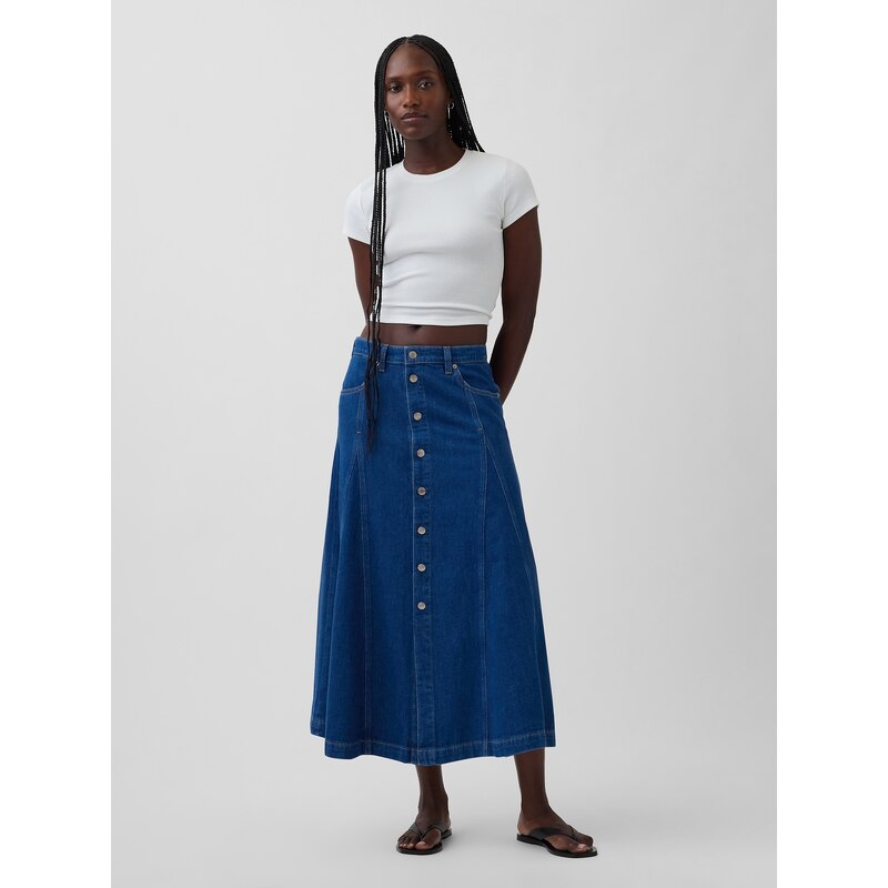 Denim maxi sukně s knoflíky GAP