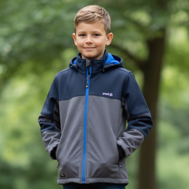CHLAPECKÁ SOFTSHELLOVÁ BUNDA tm.modrá/šedá Wolf B2269
