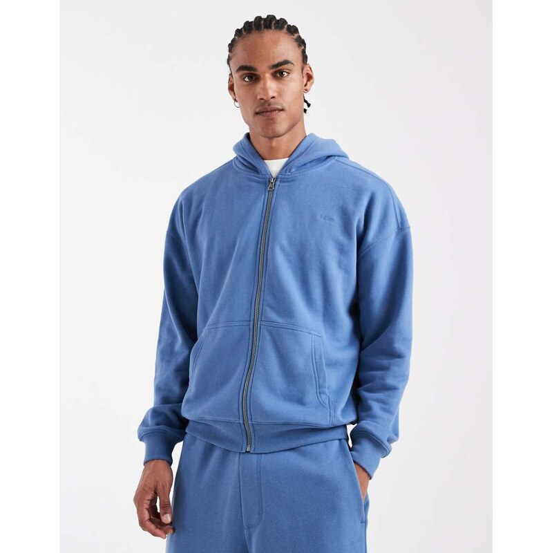 Hollister chest logo french terry zip through hoodie co-ord in
