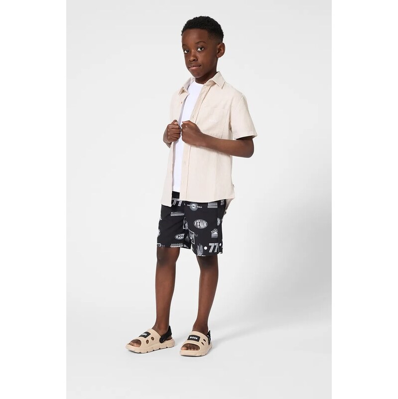 BOSS Dětská lněná košile BOSS