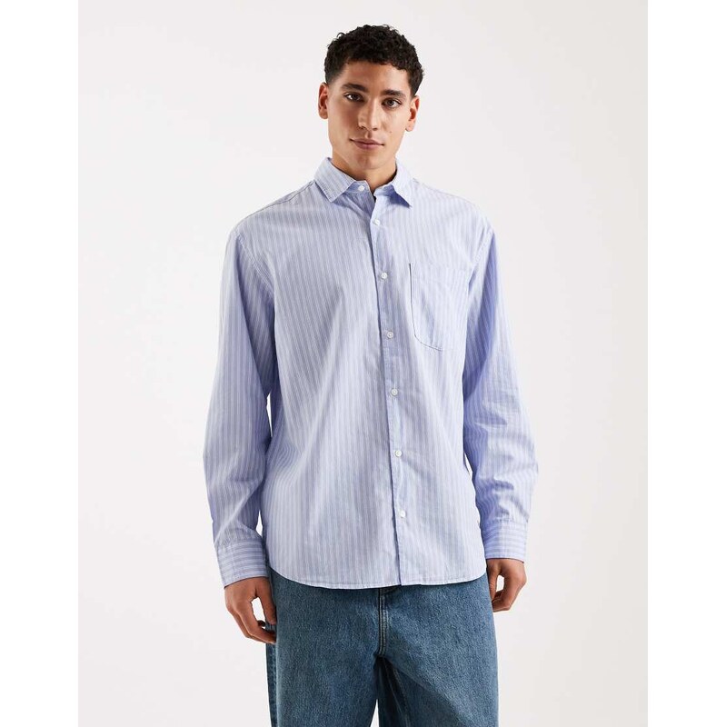 Jack & Jones poplin stripe shirt in blue