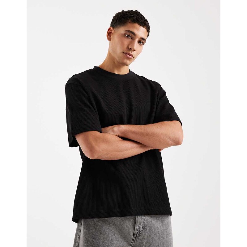 Jack & Jones ribbed oversize t-shirt in black