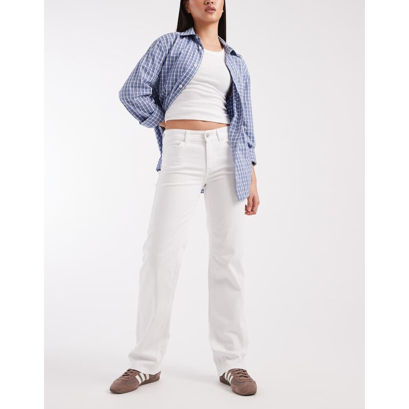 ONLY Blush mid waist straight leg jeans in white
