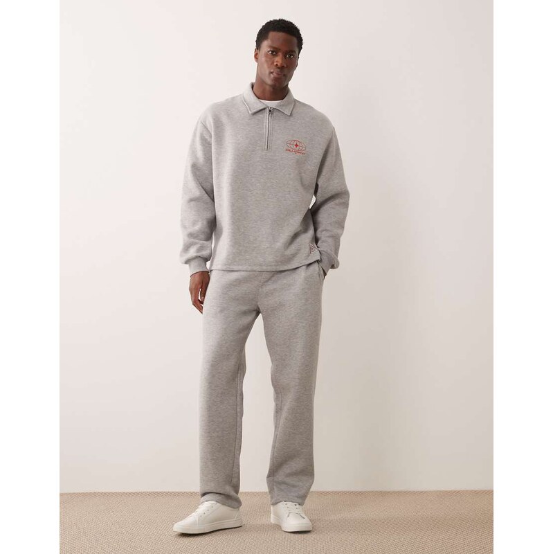 ASOS DESIGN co-ord straight fit jogger with woven label in grey