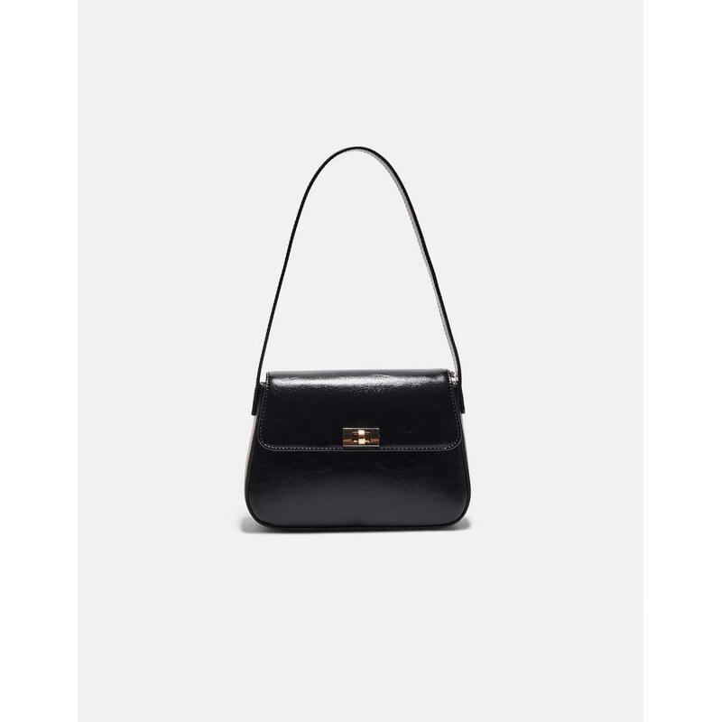 Stradivarius Shoulder bag with flap in black 113029506