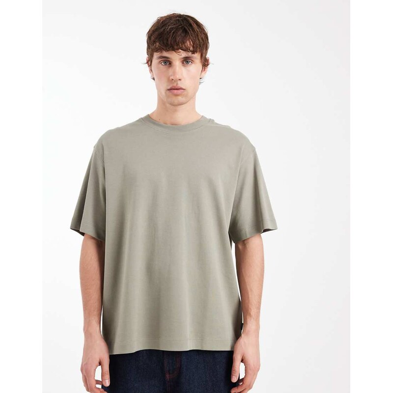 Jack & Jones 200gsm heavyweight oversized t-shirt in khaki-Green