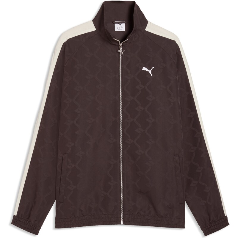 PUMA Sportovní bunda T7 čokoládová / bílá