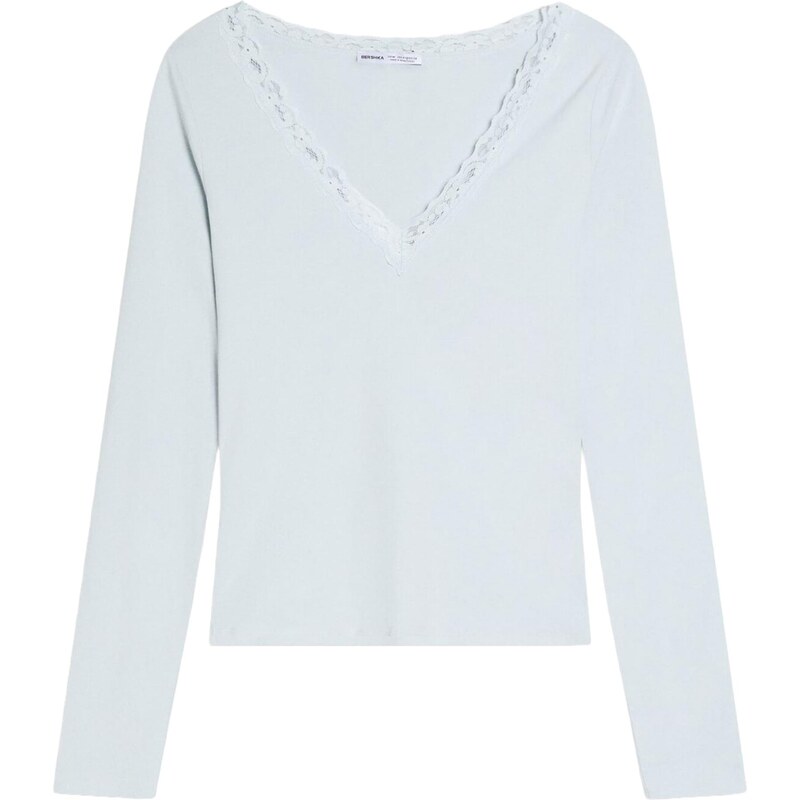 Bershka Tričko pastelová modrá