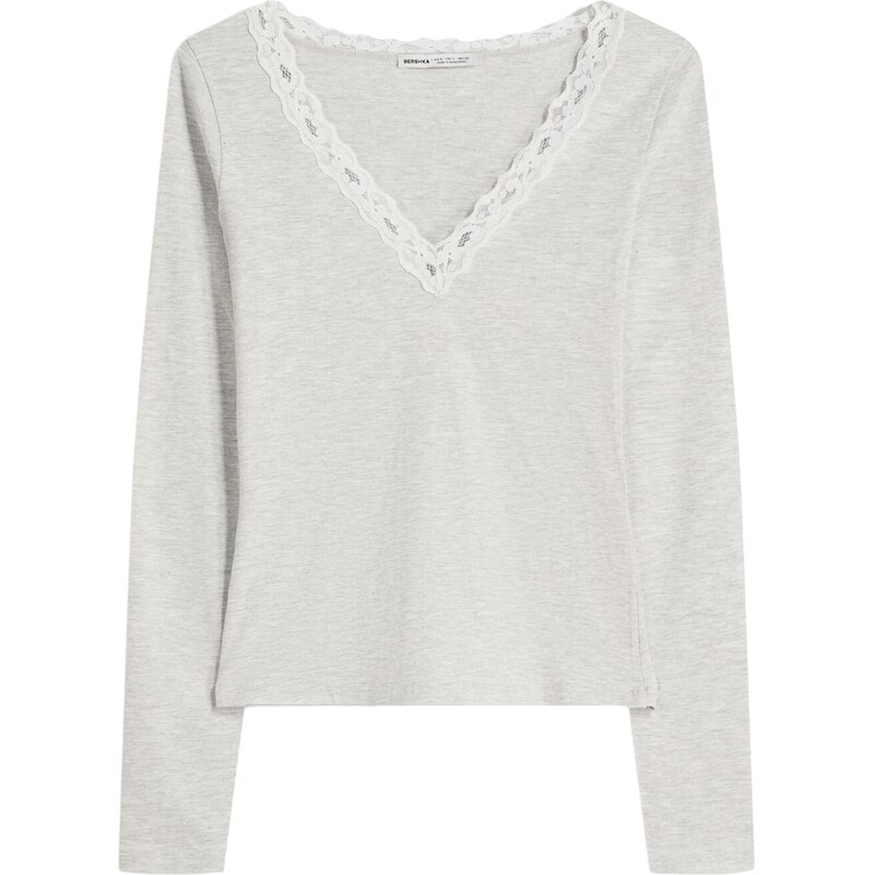 Bershka Tričko světle šedá