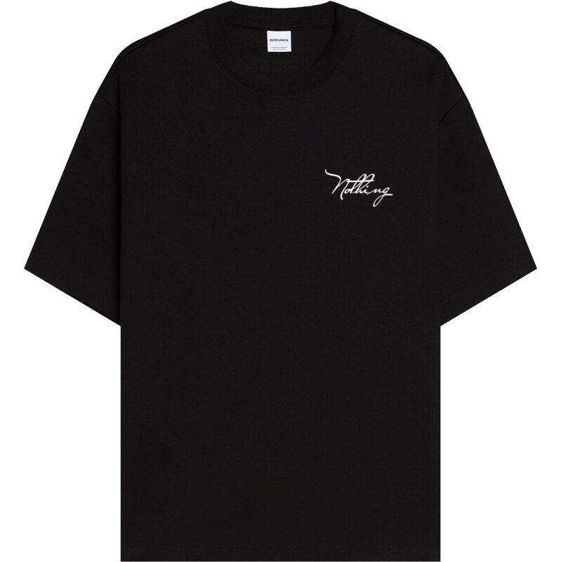 Bershka Tričko antracitová / šedý melír / černá / bílá