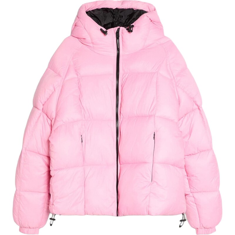 Bershka Zimní bunda růžová / černá