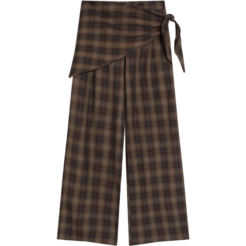 Bershka Kalhoty hnědá / tmavě hnědá