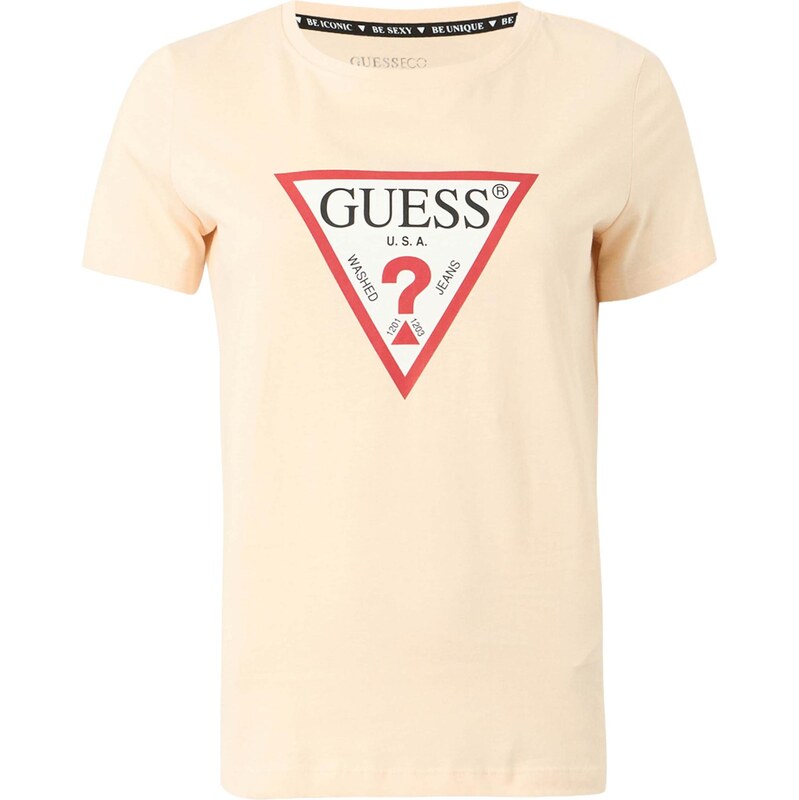 GUESS Tričko světle žlutá / oxid / černá / offwhite