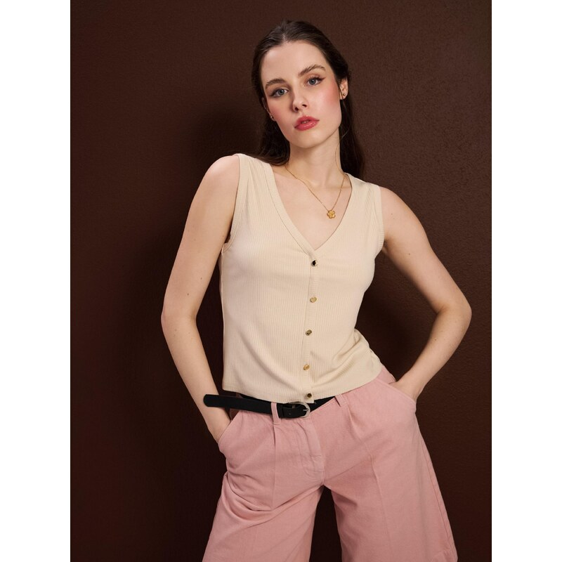 Sinsay - Vesta s viskózou - béžová 113663453