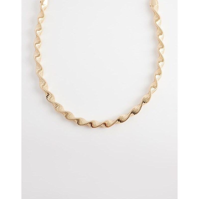 ASOS DESIGN twist necklace in gold tone 113043988