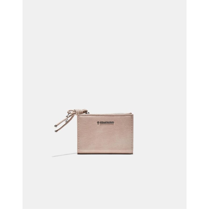Stradivarius Card holder purse with pull tab detail in ecru-White 113044041