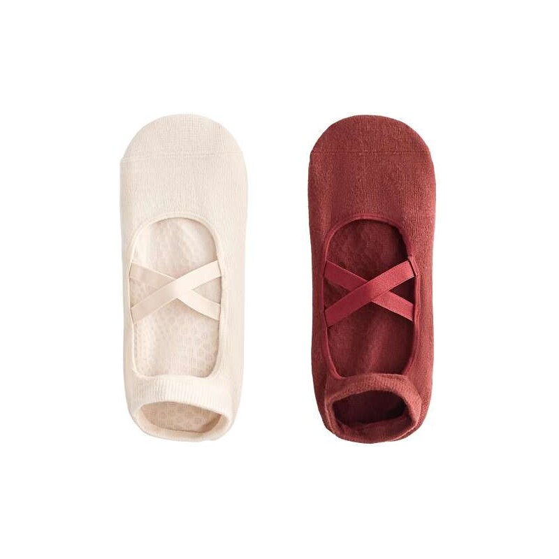 OYSHO 2 pairs of cotton blend yoga and pilates socks with crossover 113044047