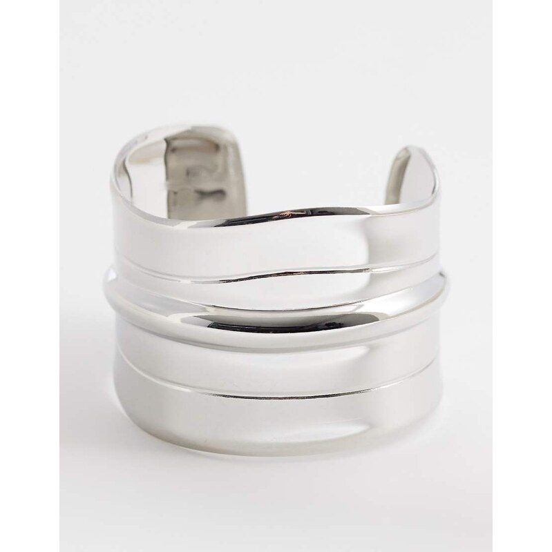 DesignB London statement cuff bangle bracelet in silver