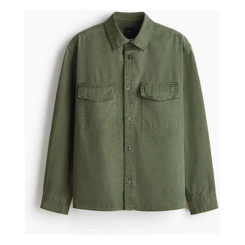 H&M - Košile utility Regular Fit - Tmavě Zelená Khaki