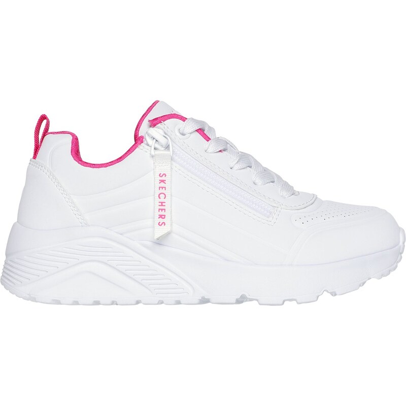 Skechers Dívky UNO Lite - Easy Zip Shoes v Bílý/Sytě Růžová,