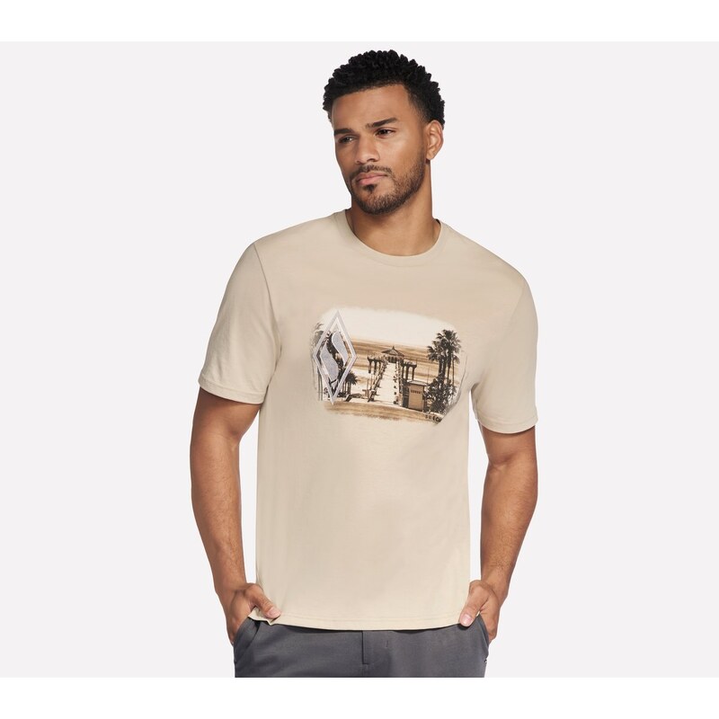 Skechers Muži Hometown Short Sleeve tričko v Přírodní Barva,