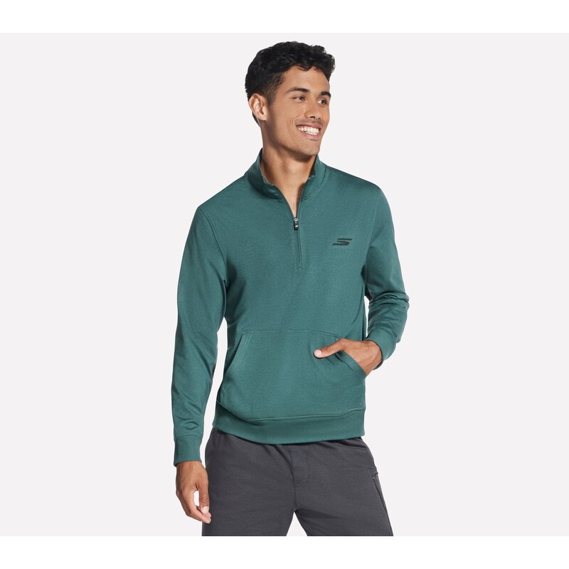 Skechers Muži Weekend Easy 1/4 Zip v Kámen/Olivová Barva,