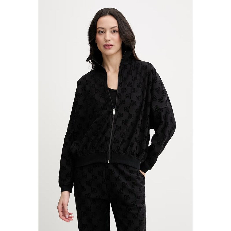 HUGO loungwear mikina dámská s bavlnou TERRYMONOGRAM_JACKET
