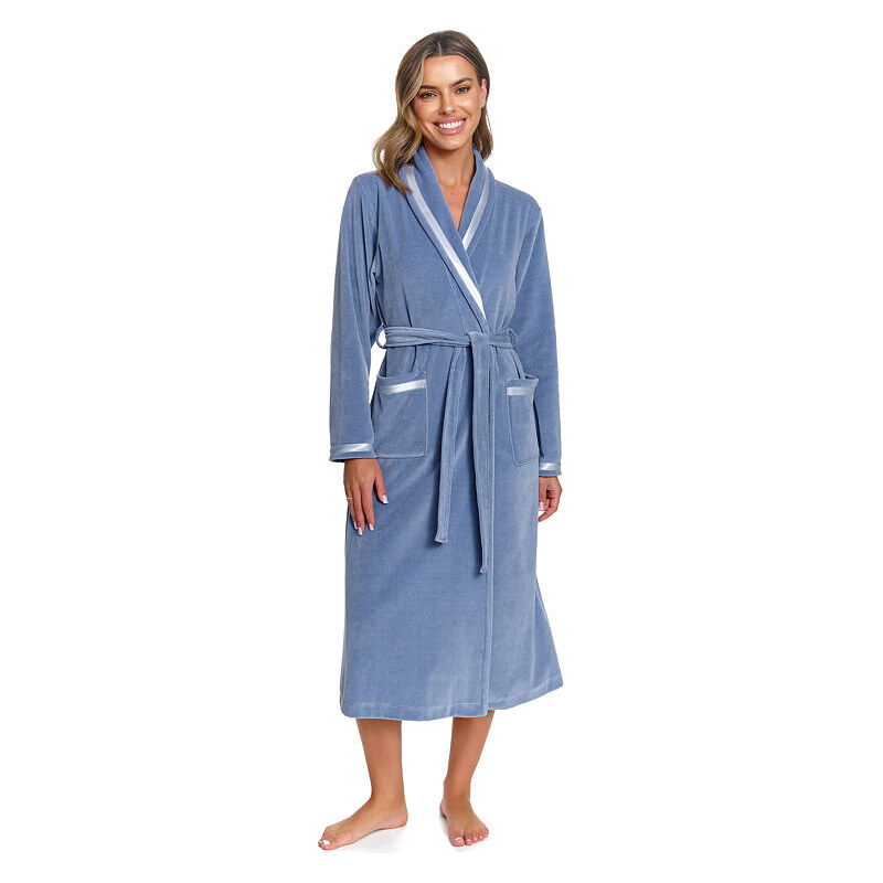 DN Nightwear Velurový dámský župan Sofie modrý 113061847