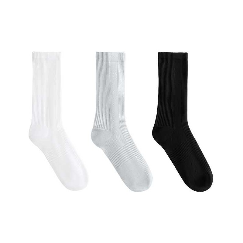 OYSHO 3 pairs of classic polyamide blend sports socks in mid-grey 113062614