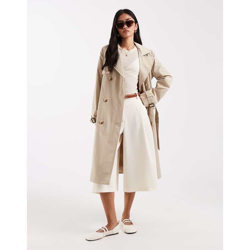 New Look trench coat in stone-Neutral