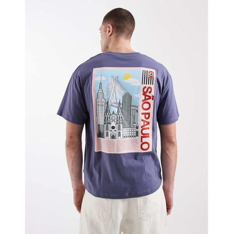 Jack & Jones oversized t-shirt with brazil backprint in dark