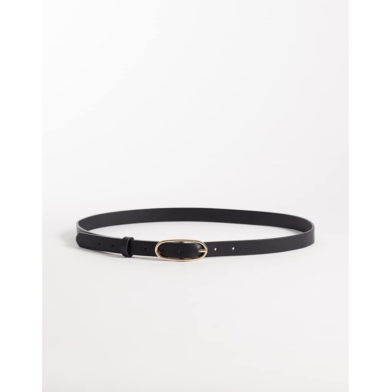 JJXX skinny belt with circle buckle in black