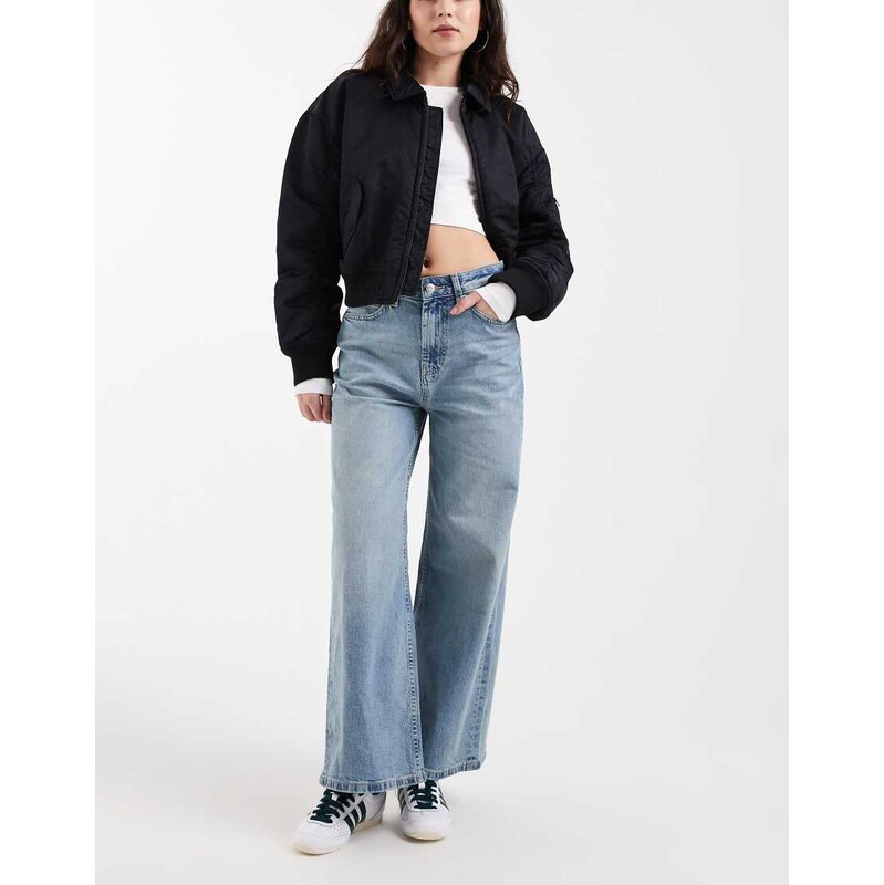 ASOS DESIGN ankle grazer high waist straight wide leg jeans in
