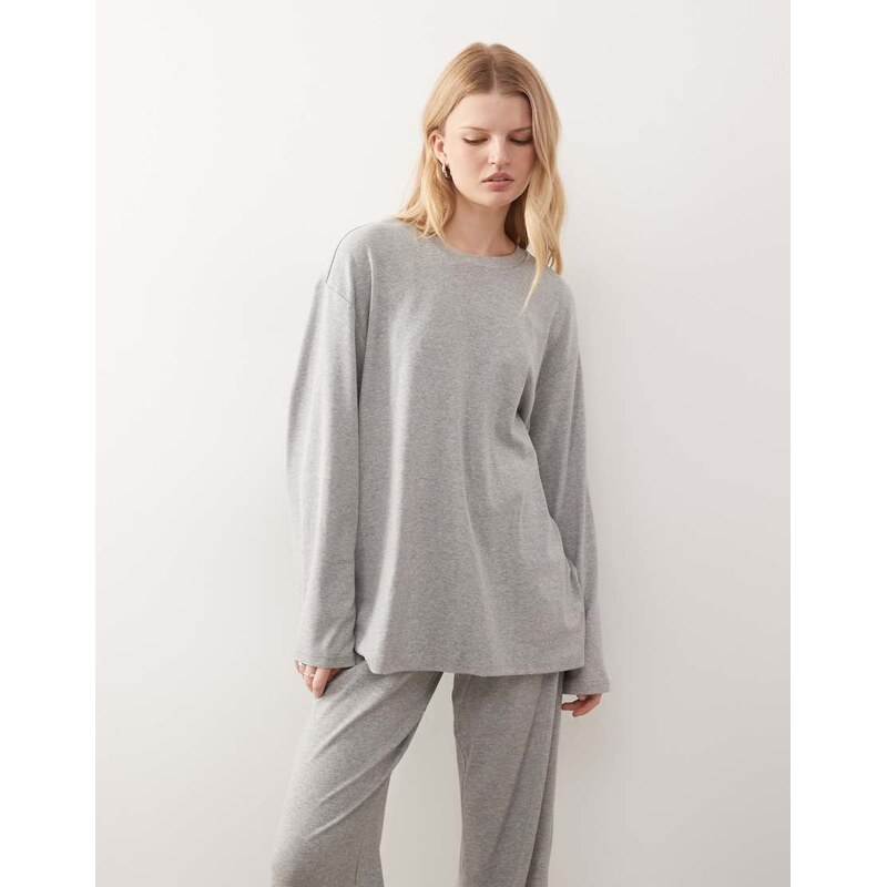 Weekday co-ord lounge oversized long sleeve top in grey melange