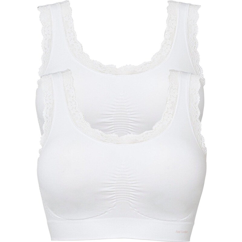 bonprix Bezešvý podprsenkový top Feel Comfort (2 ks v balení) bílá 65086506