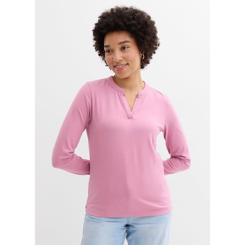 bonprix Henley triko k bokům fialová Žena 113067579