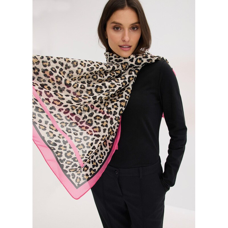 bonprix Šátek s leopardím potiskem růžová Žena 113067758