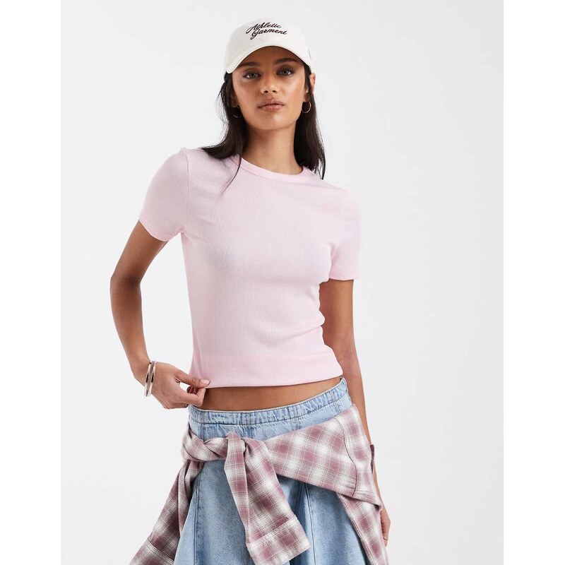 ONLY fitted ribbed top in light pink