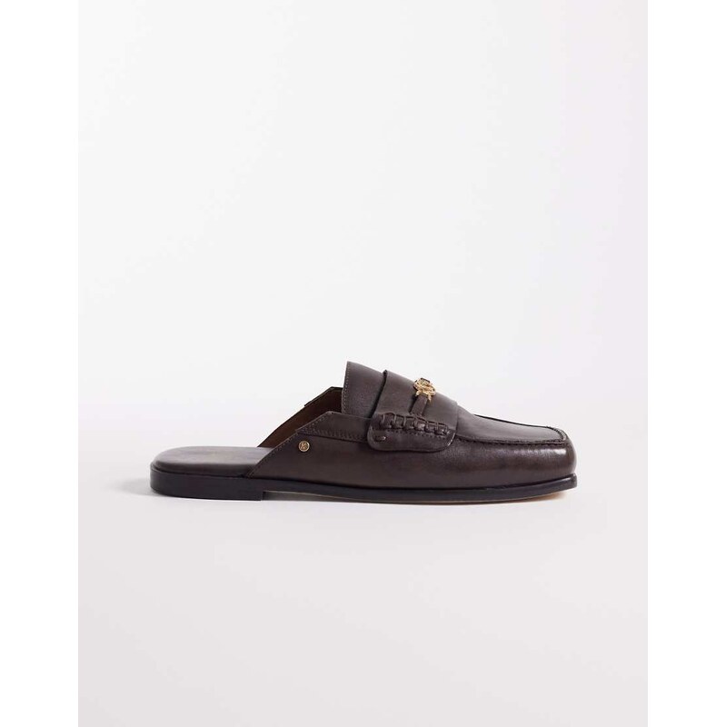 Bronx Colby loafer mules in coffee bean-Brown