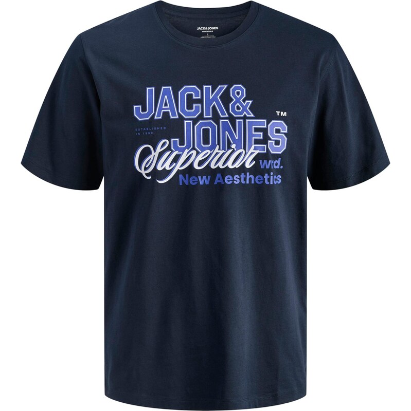 Jack & Jones Plus Tričko královská modrá / tmavě modrá / bílá