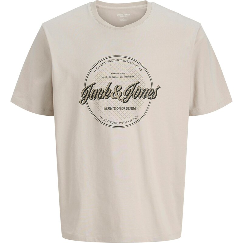 Jack & Jones Plus Tričko JJEDover Denim béžová / tmavě béžová /