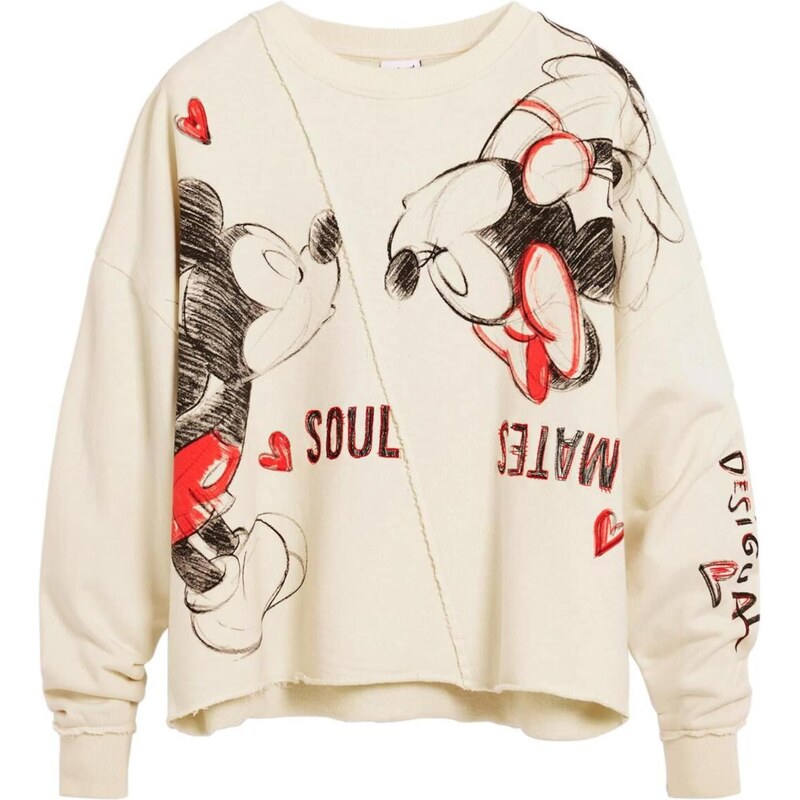 Desigual Mikina Mickey and Minnie Mouse béžová / červená / černá 113075706